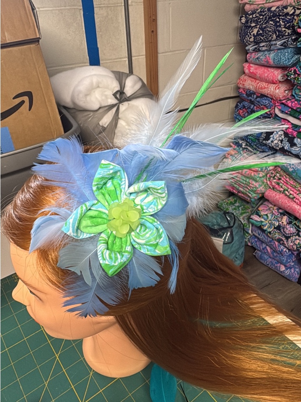 New horse print clip on fascinator